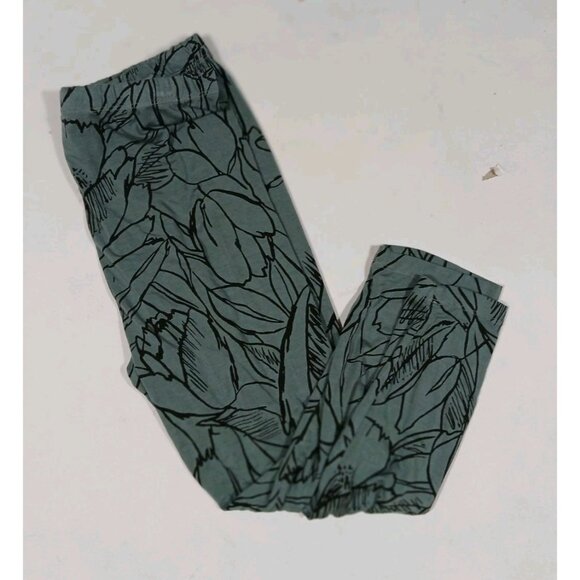Bryn Walker Viscose Blend Leggings Size Medium Green Botanical Cropped Pull On - Picture 7 of 8